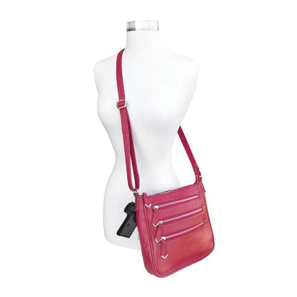 Triple Zipper Leather Crossbody CCW Purse - Hiding Hilda, LLC